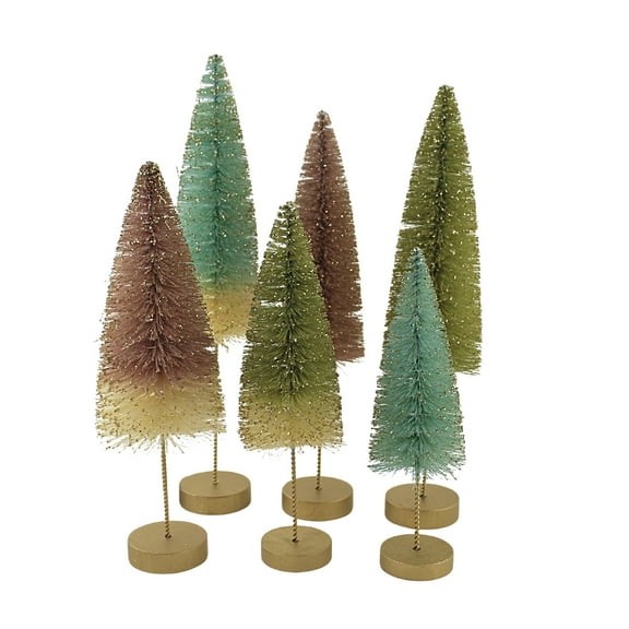 Bethany Lowe Pastel Forest Bottle Brush Trees Set Of 6