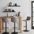 thumbnail image 4 of Bouclair Grey Textured Faux Leather & Metal Adjustable Bar Stool, 4 of 10
