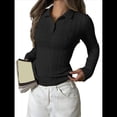 thumbnail image 2 of Suéteres de Punto para Mujer, Suéteres de Larga con Cuello en V, Camisetas Casuales, Conjuntos de Moda de Otoño. Negro M, 2 of 8