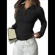 thumbnail image 2 of Suéteres de Punto para Mujer, Suéteres de Larga con Cuello en V, Camisetas Casuales, Conjuntos de Moda de Otoño. Negro S, 2 of 8