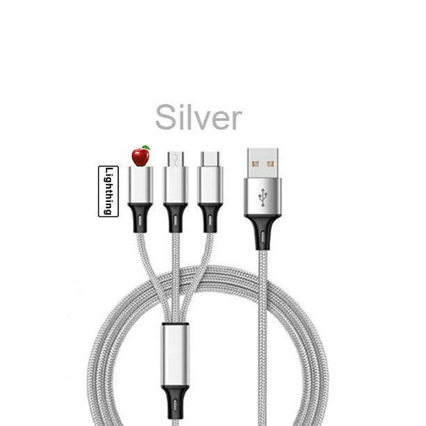 4ft/1.2m 3in1 Multifunctional Braided USB Charger Cable Lightning