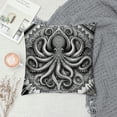 thumbnail image 2 of Orinice  Octopus Throw Pillow Cushion Cover, Trippy Nautical Mandala Abstract Art with Tentacle and Floral Elements Design, Decorative Square Accent Pillow Case,  Grey White, 2 of 5