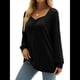 thumbnail image 2 of Blusa Elegante Informal con Cuello en Forma de Corazón y Larga para Mujer, Color Liso, Estilo Túnica, Tipo Suéter. Negro S, 2 of 5