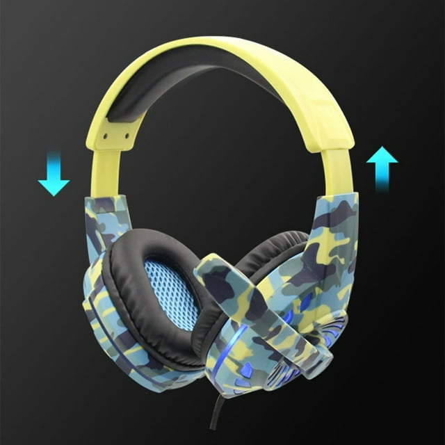 Gaming Headset, Lightweight Stereo Over Ear Headphones with LED Light & Noise Cancelling Microphone for Smart Phones PC Laptop Mac