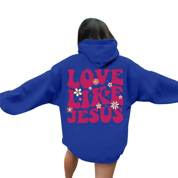 SNOWSONG Clearance! Hoodies for Women, Trendy Queen Hoodie Women's Fashionable Youth Campus Top Printed Floral Sweatshirt Hoodie, Oversized Hoodie, Women Clothing Blue S