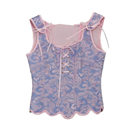 WMTBSRSW Women s Floral Renaissance Corset Top Vintage Tie Front Corset Bustier Shapewear Top Crop Cami Tops Party Bodice