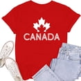 thumbnail image 2 of Cnbwig Tops for Womens Graphic Tees for Canada Day Celebration Letter Printed Maple Leaf Shirts Casual Short Sleeve Round Neck Top, 2 of 4