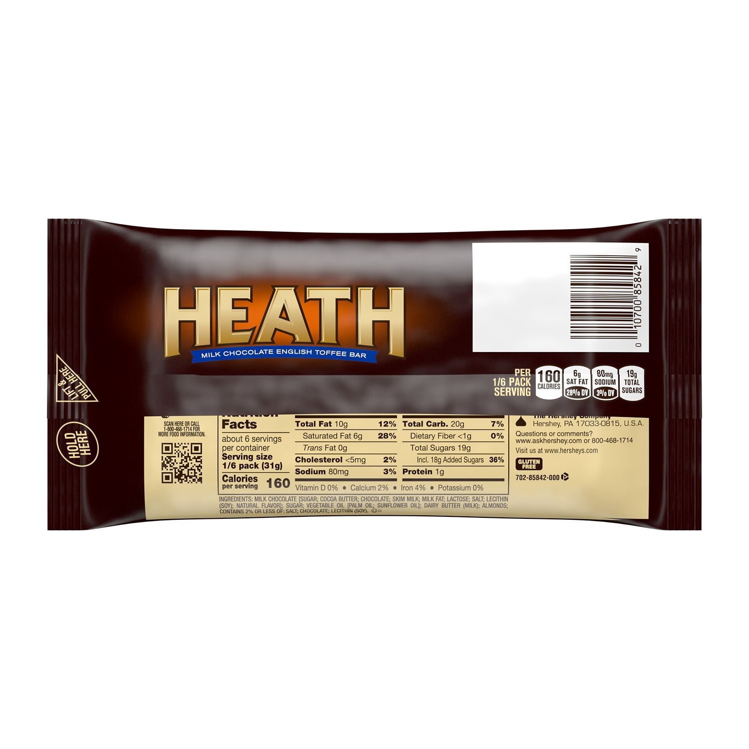 HEATH Milk Chocolate with Bits of English Toffee Giant Candy, 6.5 oz, Bar