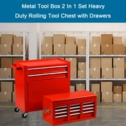 Odaof 8 Drawer Mechanic Tool Chest with Wheels Heavy Duty Rolling Tool Box Cabinet with Riser Sliding Drawers Keyed Locking System Top Detachable Toolbox Organizer for Workshop Red