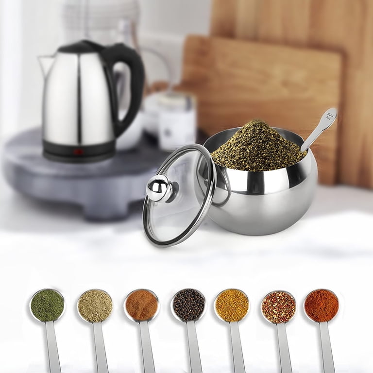 Somnr Large Stainless Steel Sugar Bowl with Glass Lid photo 7