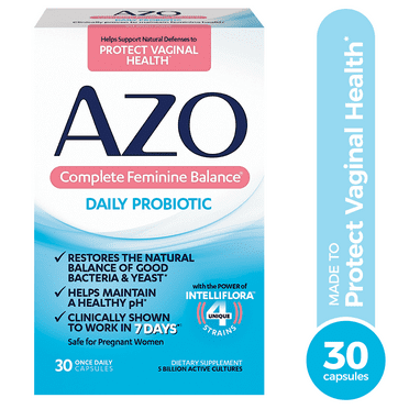 AZO Complete Feminine Balance Daily Probiotic Supplement, Protecting Vaginal Health, 30 Count, Adult