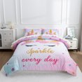 thumbnail image 3 of Btargot 5PCS Star Unicorn Twin Comforter Set for Girls Kids Teens Pink Flower Rainbow Bedding Set Blue White, 3 of 10