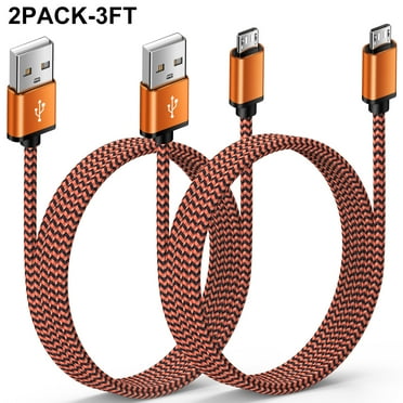 Micro USB Cable,HopePow 2pack 3ft Micro Charger Cable 3 Feet Port Extra Long Charging Cord Nylon Braided High Speed Fast Charging Phone Chargers for Android Charger Cable USB to Micro B for Samsung