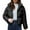 Black, variant on ManxiVoo Women's Short Puffer Jacket with Stand Collar Lightweight Warm Winter Coat Casual Outerwear L Size Khaki