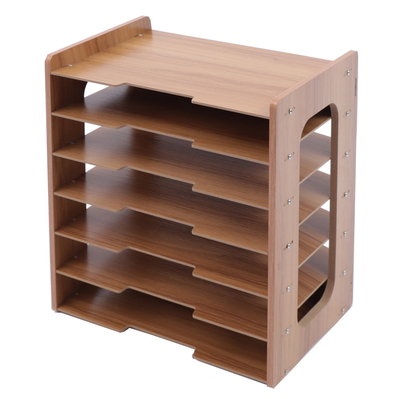 7Tier Widen Wood Office Paper Organizer for Desk Desktop File Holder Desk Letter Tray & A4 Paper Sorter Document Book Magazine Storage Shelf Rack Desk Organizer for Home Office School Classroom