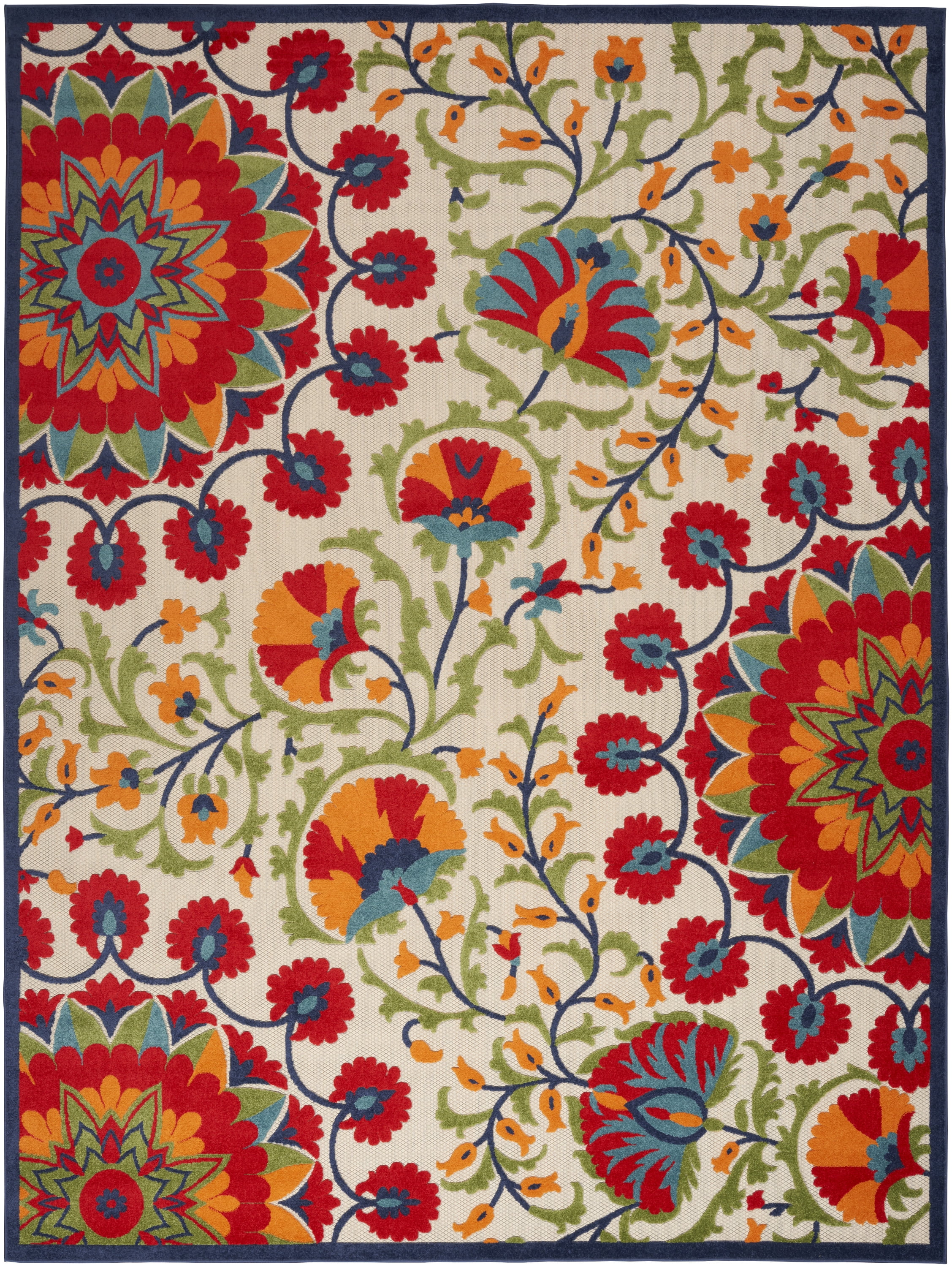 Nourison Aloha Indoor/Outdoor Red/Multi 9' x 12' Area Rug, (9x12)
