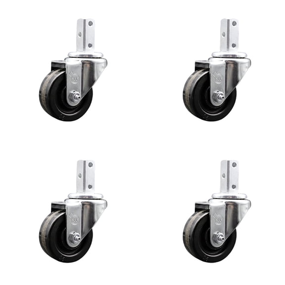 3.5 Inch Phenolic Wheel Swivel 7/8 Inch Square Stem Caster Set Service Caster