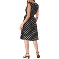 thumbnail image 3 of INSPIRE CHIC Women's V-Neck Vintage Polka Dots Tie Waist Sleeveless Dress XL Black, 3 of 7