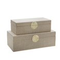 thumbnail image 1 of Sagebrook Home S/2 WOOD 7/10" BOX MEDALLION, WHITE/GOLD, 1 of 1