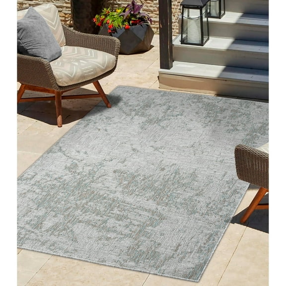 Allstar Rugs  Abstract Themed Polypropylene Outdoor Rug 5' 0" x 6' 11" - Sand