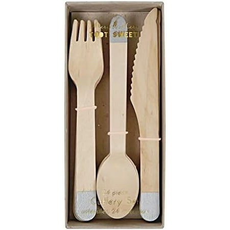 

Silver Wooden Cutlery Set (Pack Of 24)