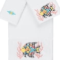 thumbnail image 3 of Linum Home Textiles 3-Pieces Tropical Fish Turkish Cotton Embellished Towel Set, 27" x 54", White, 3 of 9