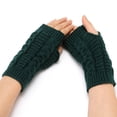 thumbnail image 4 of Guantes de punto de medio dedo para mujer, cálidos, de otoño e invierno, de lana acrílica, con dedos descubiertos, de color liso, cortos, 4 of 6