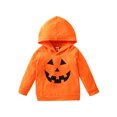 thumbnail image 1 of FOCUSNORM Children Halloween Hoodie Pumpkin Face Printed Pattern Pullover, 1 of 9