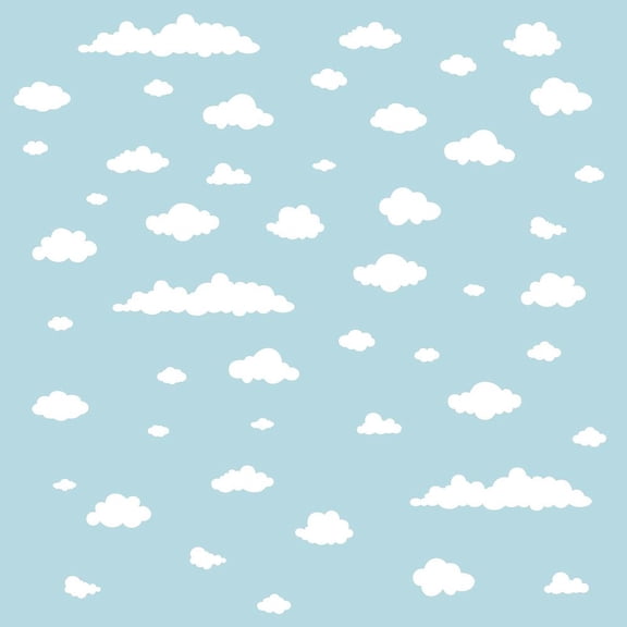 48 Pieces White Cloud Wall Decals Stickers Baby Art Girls Vinyl Living Decoration Home Mural Playroom DIY Decor