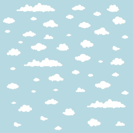 48 Pieces White Cloud Wall Decals Stickers Baby Art Girls Vinyl Living Decoration Home Mural Playroom DIY Decor
