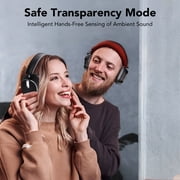 -53dB Hybrid Active Noise Cancellation Bluetooth Headphones 5.4, Transparent Modes, 50H Playtime with LED Display, Deep Bass, Clear Call, Comfort Fit Over Ear Headphones for Travel Office PC Black