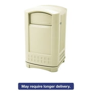 Rubbermaid Commercial Plaza Indoor Outdoor Waste Container, Rectangular, Plastic, 50gal, Beige by RUBBERMAID COMMERCIAL PROD.