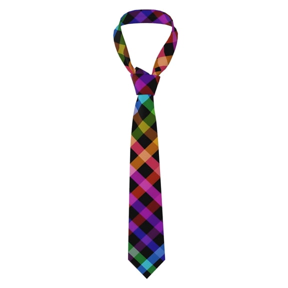 Men's Tie, Checkered Texture Floral Printed Tie Fashionable Wedding Party Best Man Suit Tie Work Tie Male Birthday Gift
