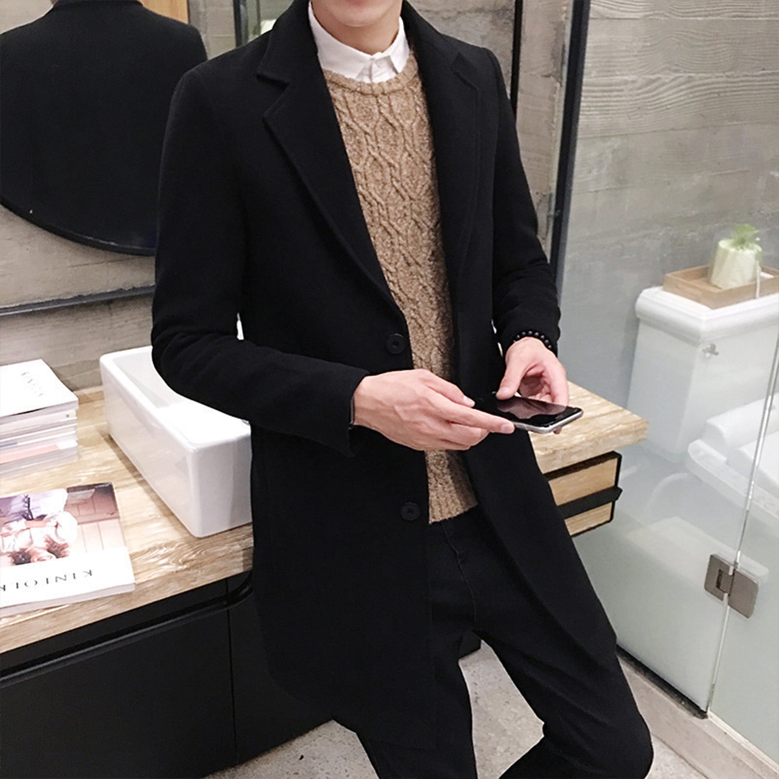ジャケット・アウター pidassoPuff sleeve wool jacket RSZGSWS Mens Shirt Jacket with Flap Pocket Woolen Blend