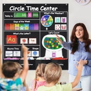 NMOWYBPY Circle Time Center Pocket Chart, 40x40 Inch Educational Learning Calendar for Classroom Wall Decor Homeschool