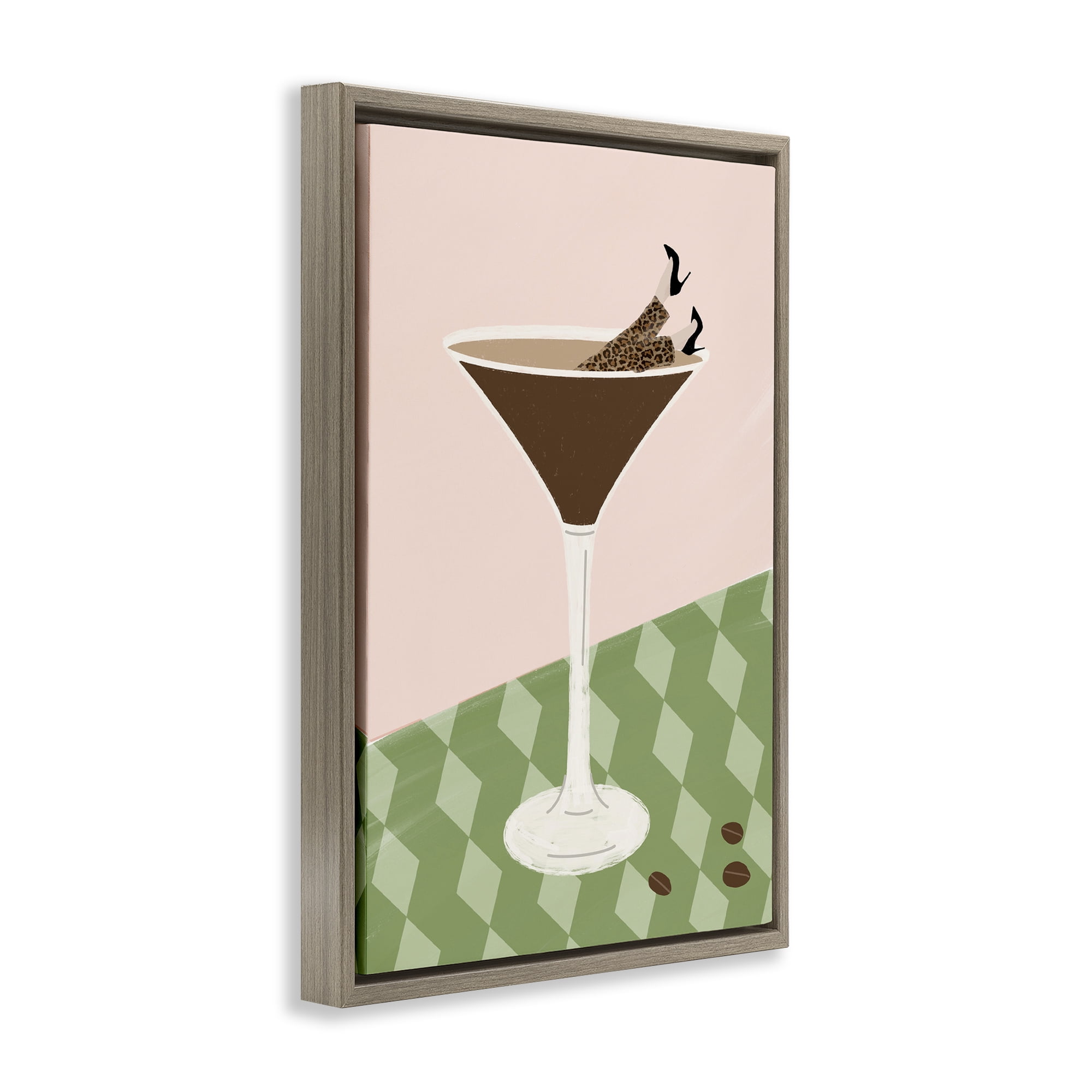Stupell Industries Glam Martini Splash Brown Framed Floater Canvas Wall Art, design by Emily Navas