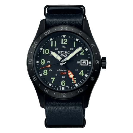 Seiko 5 Sports Automatic GMT Watch with Black Case and Dial SSK025