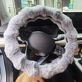 thumbnail image 4 of Luxury Fluffy Winter Car Steering Wheel Cover for Women, Fuzzy Cute Steering Wheel Cover Soft Warm Furry Auto Plush Fur Vehicle Steering Wheel Protector Waved (Gray), 4 of 12