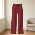 thumbnail image 7 of ZToonmas Solid Knit Straight Pants for Women Drawstring Elastic Waist Loose Full Length Casual Pants with Side Pockets, 7 of 7