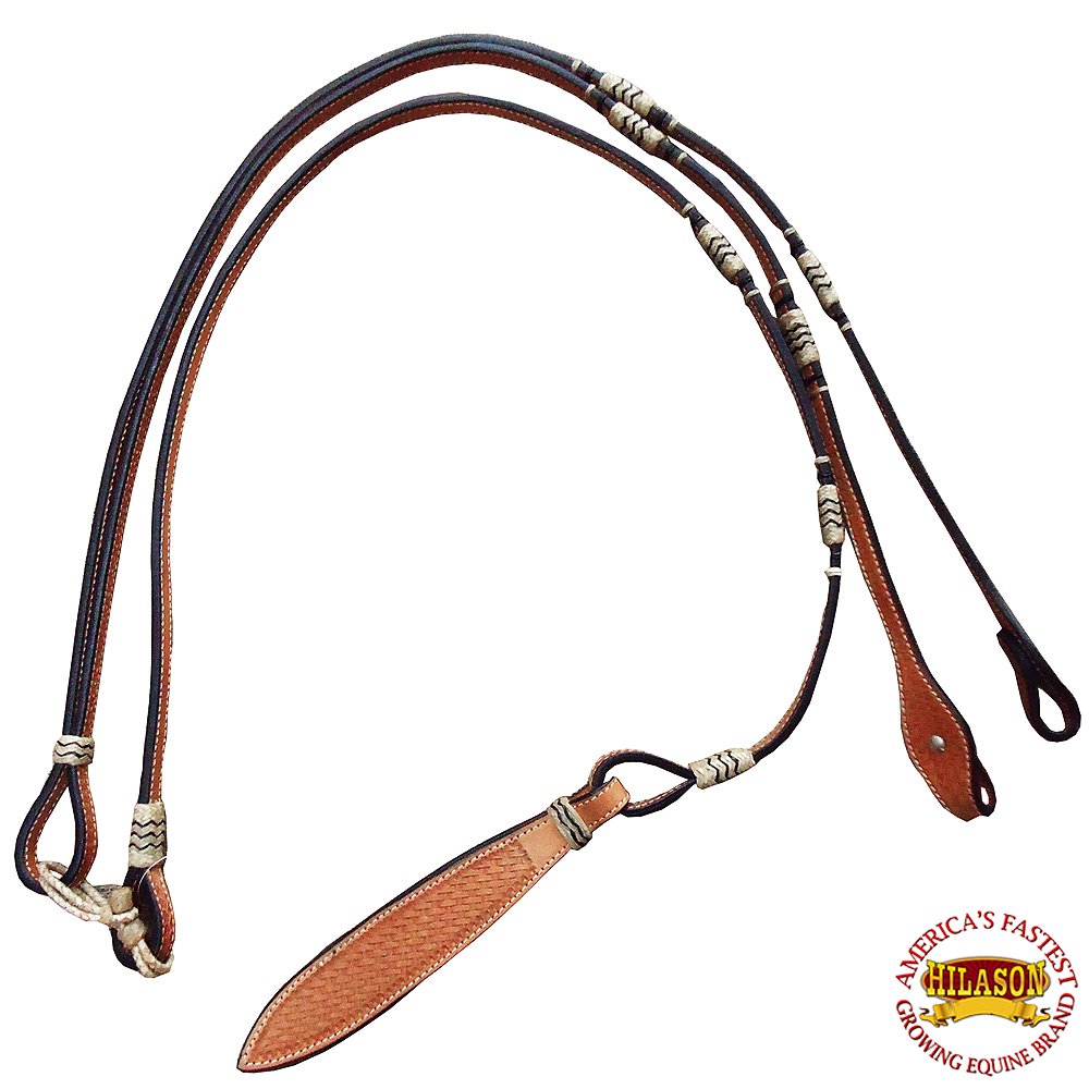 50 In Rawhide Romal Reins Western Braided Leather Show Horse Tan