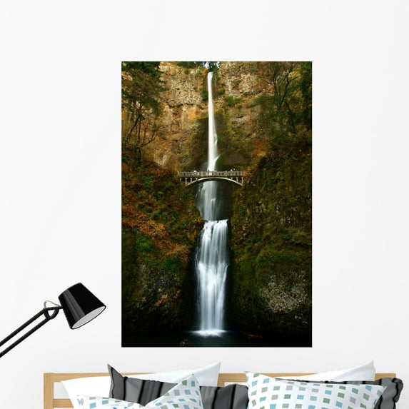 Multnomah Falls Autumn Wall Mural by Wallmonkeys Peel and Stick Graphic (48 in H x 32 in W) WM296030