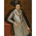 thumbnail image 2 of John de Critz 15x18 Gold Ornate Wood Frame and Double Matted Museum Art Print Titled - Portrait of James I, 2 of 4