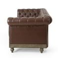 thumbnail image 5 of Harper & Bright Designs 3-Seat Chesterfield Sofa with Rolled Arms, PU Mid-Century Loveseat Sofa with Padded Seat, Button Tufted Sofa with Nailhead Trim, Dark Brown, 5 of 10