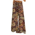 thumbnail image 2 of Cxenplz Palazzo Pants for Women 2025, Elastic High Waisted Boho Casual Loose Wide Leg Pants Plus Size Print Baggy Lounge Trouser Pants, 2 of 6