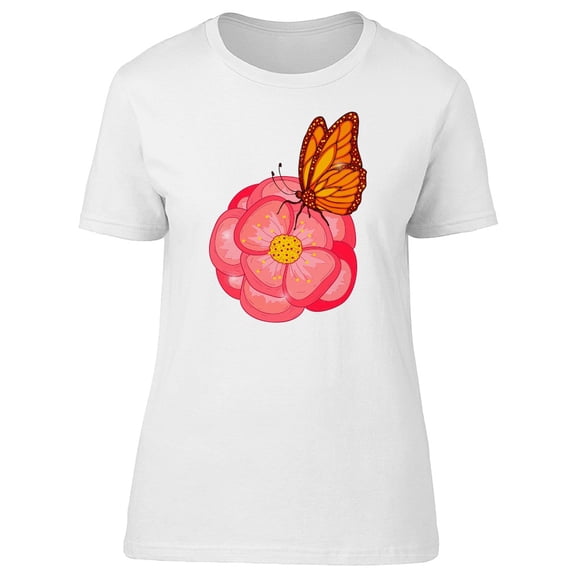 Beautiful Butterfly On A Rose Tee. Women's -Image by Shutterstock