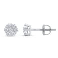 thumbnail image 2 of 1/4 ct 10K White Gold, Lab Grown Created Diamond Flower Cluster Stud Earrings Round Shape Screw Back Prong Setting, EGL Certified (0.25 cttw, Color-G-H, Clarity-SI1), 2 of 4