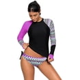 thumbnail image 1 of Womens Long Sleeve Rash Guard Vest Tankini Top UV Protection Swimwear Swimsuit, 1 of 5