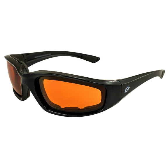 Birdz Eyewear Oriole Safety Series Padded Riding Glasses Black Frame with Amber Lens Z87.1