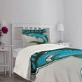 thumbnail image 5 of Ambesonne Shark Quilted Bedspread Set 2 Pcs, Angry Danger Fish Fins, Twin Size, Petrol Blue Black Grey, 5 of 6