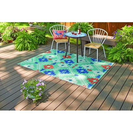Better Homes And Gardens Teal Crosspath Woven Indoor Outdoor Rug